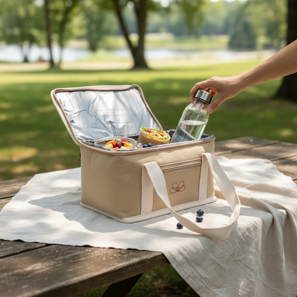Pakowanie jedzenia do torby termicznej lunch bag piknik